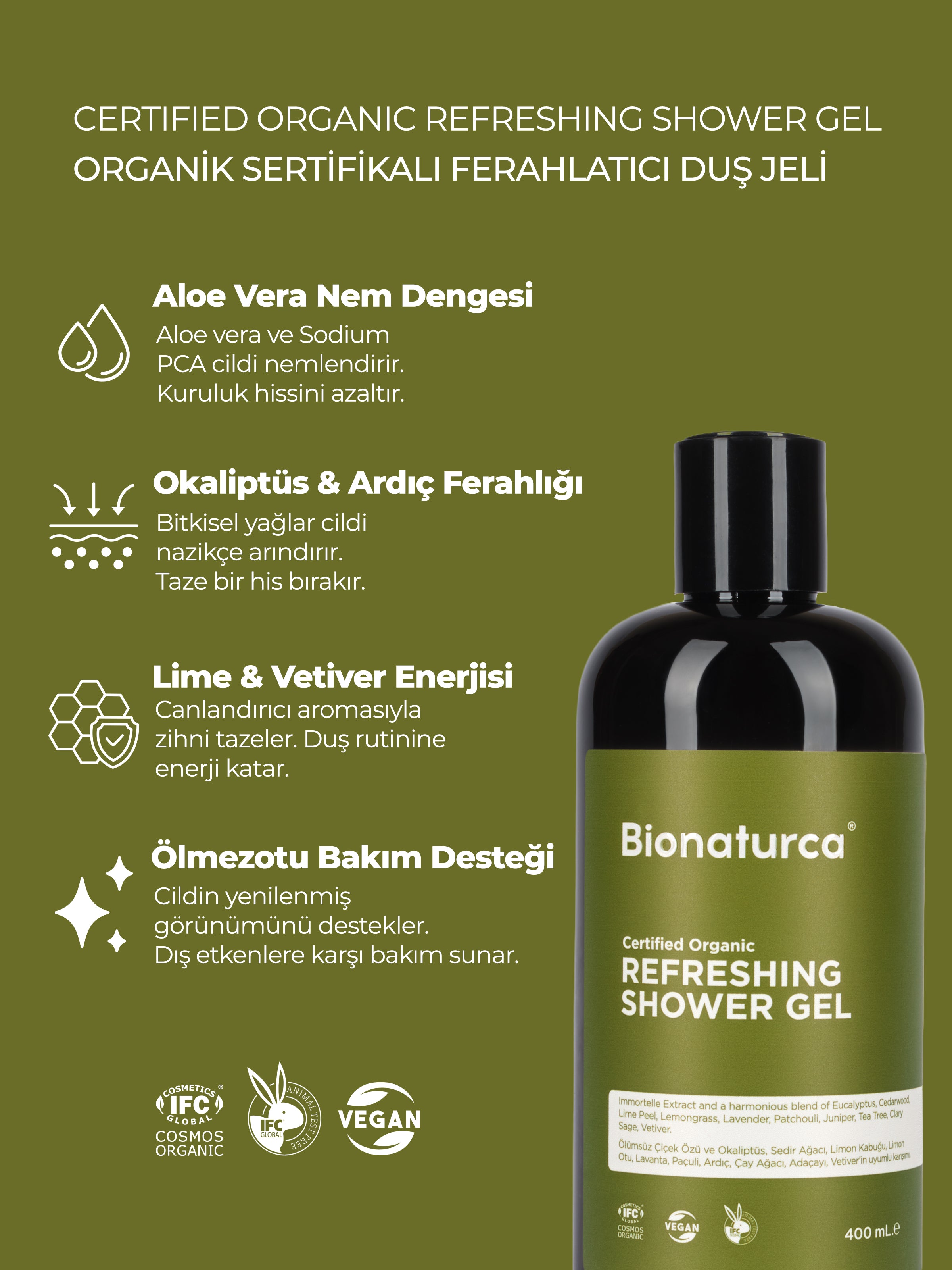 Organik Sertifikalı Ferahlatıcı Duş Jeli 400 ml