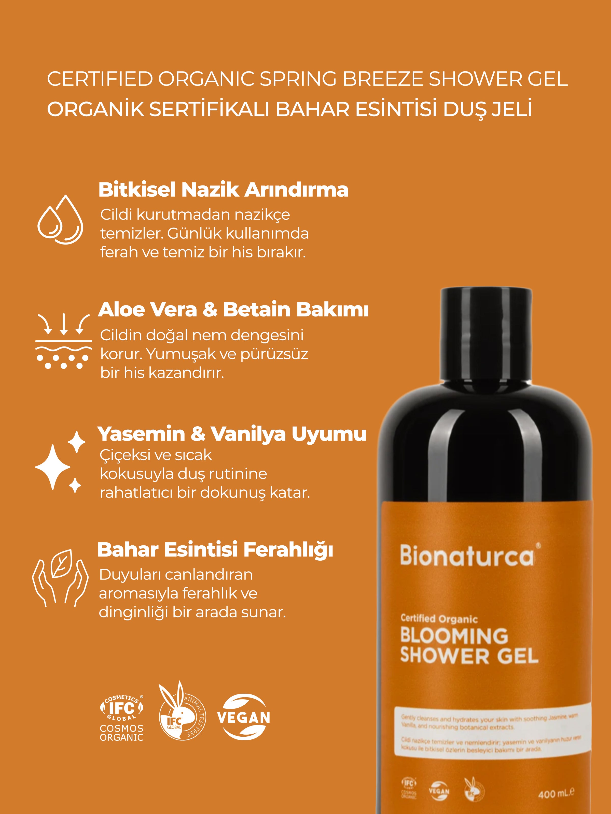 Organik Sertifikalı Bahar Esintisi Duş Jeli 400 ml - Bionaturca