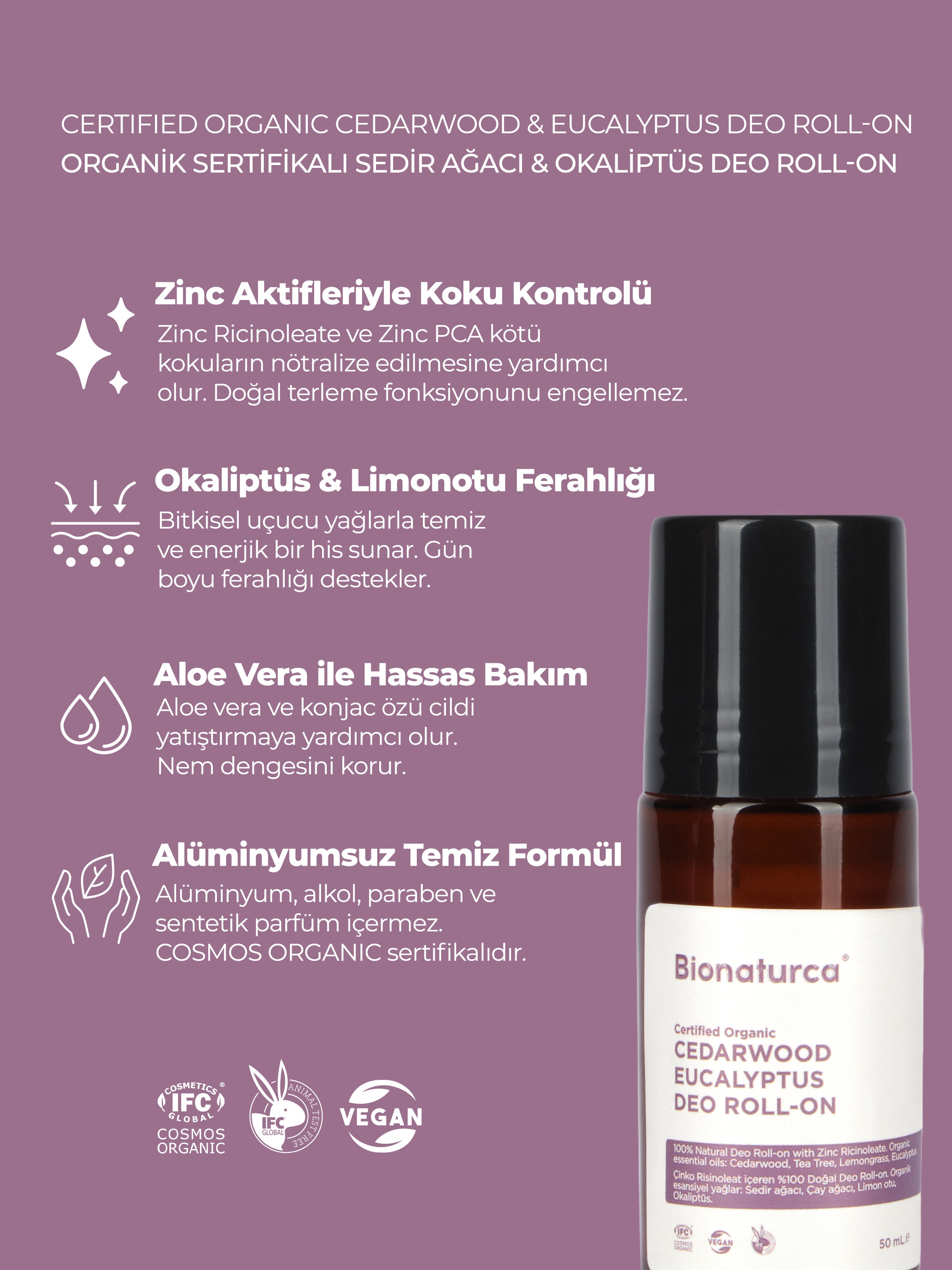 Organic Certified Cedarwood & Eucalyptus Deo Roll-On 50 Ml