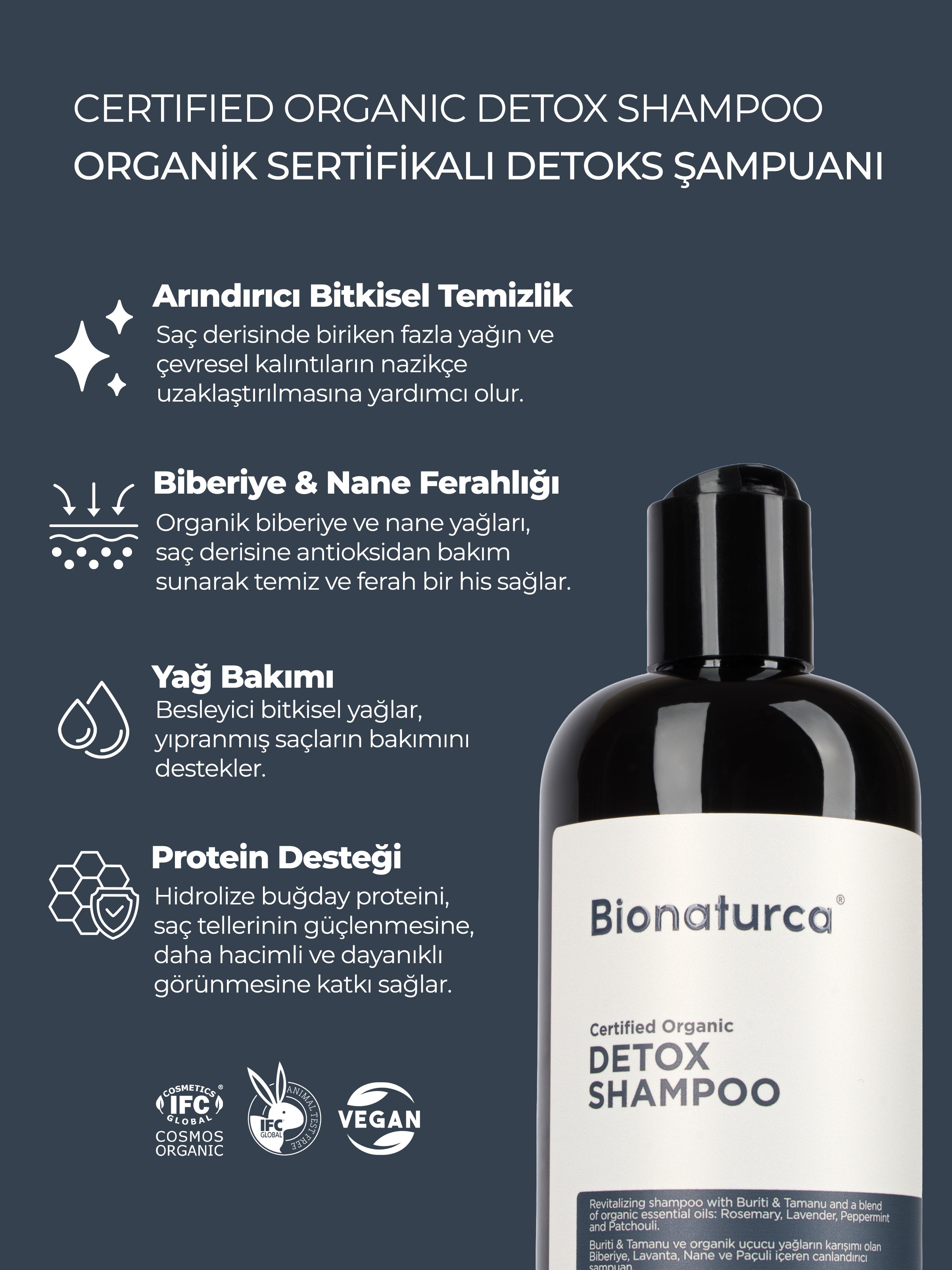 Organik Sertifikalı Arındırıcı Detoks Şampuan 400 ml