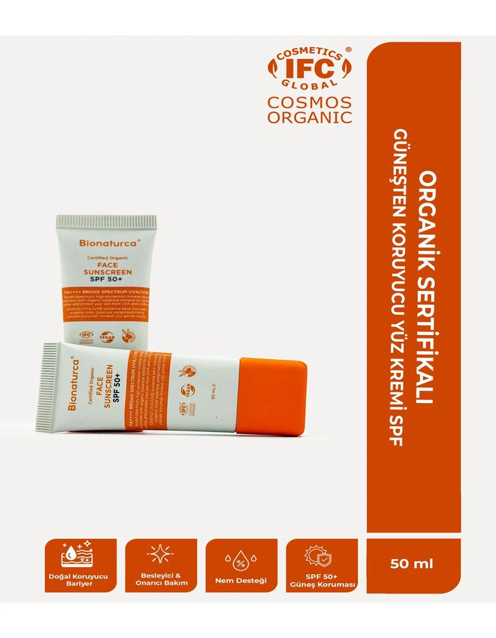 Organik Sertifikalı Güneşten Koruyucu Yüz Kremi SPF 50+  50 ml - Bionaturca