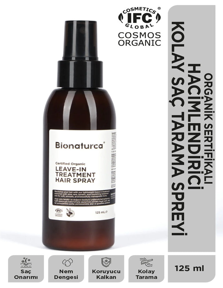 Organik Sertifikalı Hacimlendirici Kolay Saç Tarama Spreyi 125 ml
