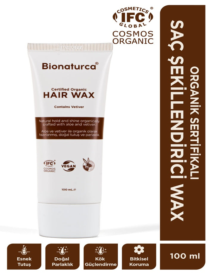 Organik Sertifikalı Vetiverli Saç Şekillendirici Bitkisel Wax 100 ml - Bionaturca