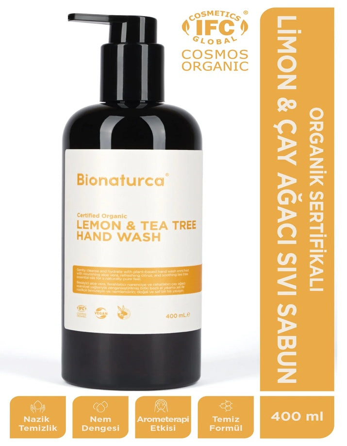 Organik Sertifikalı Limon & Çay Ağacı Özlü Sıvı El Sabun 400 ml