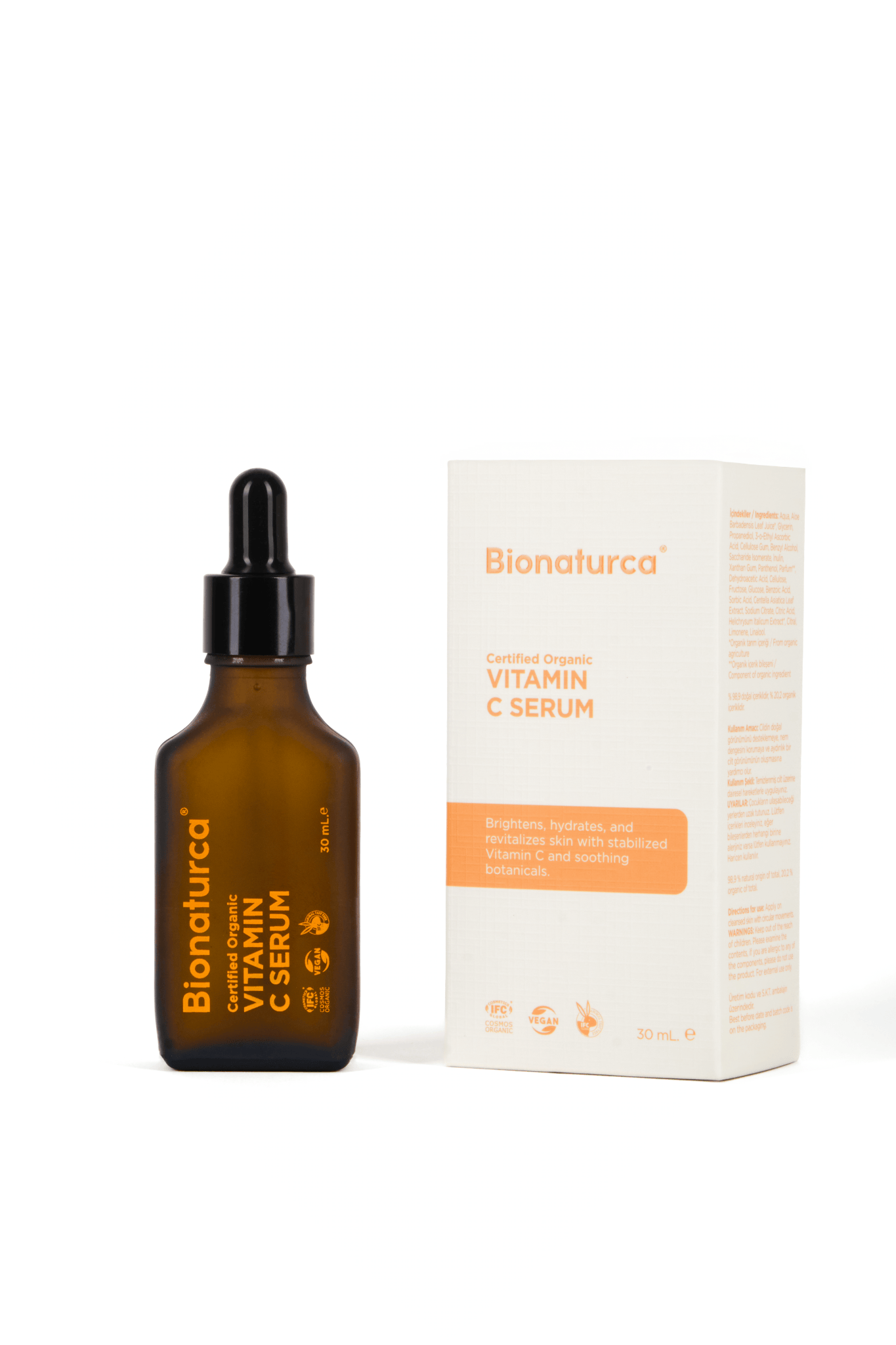 Organik Sertifikalı C Vitaminli Aydınlatıcı Yüz Serumu 30 m l- Bionaturca
