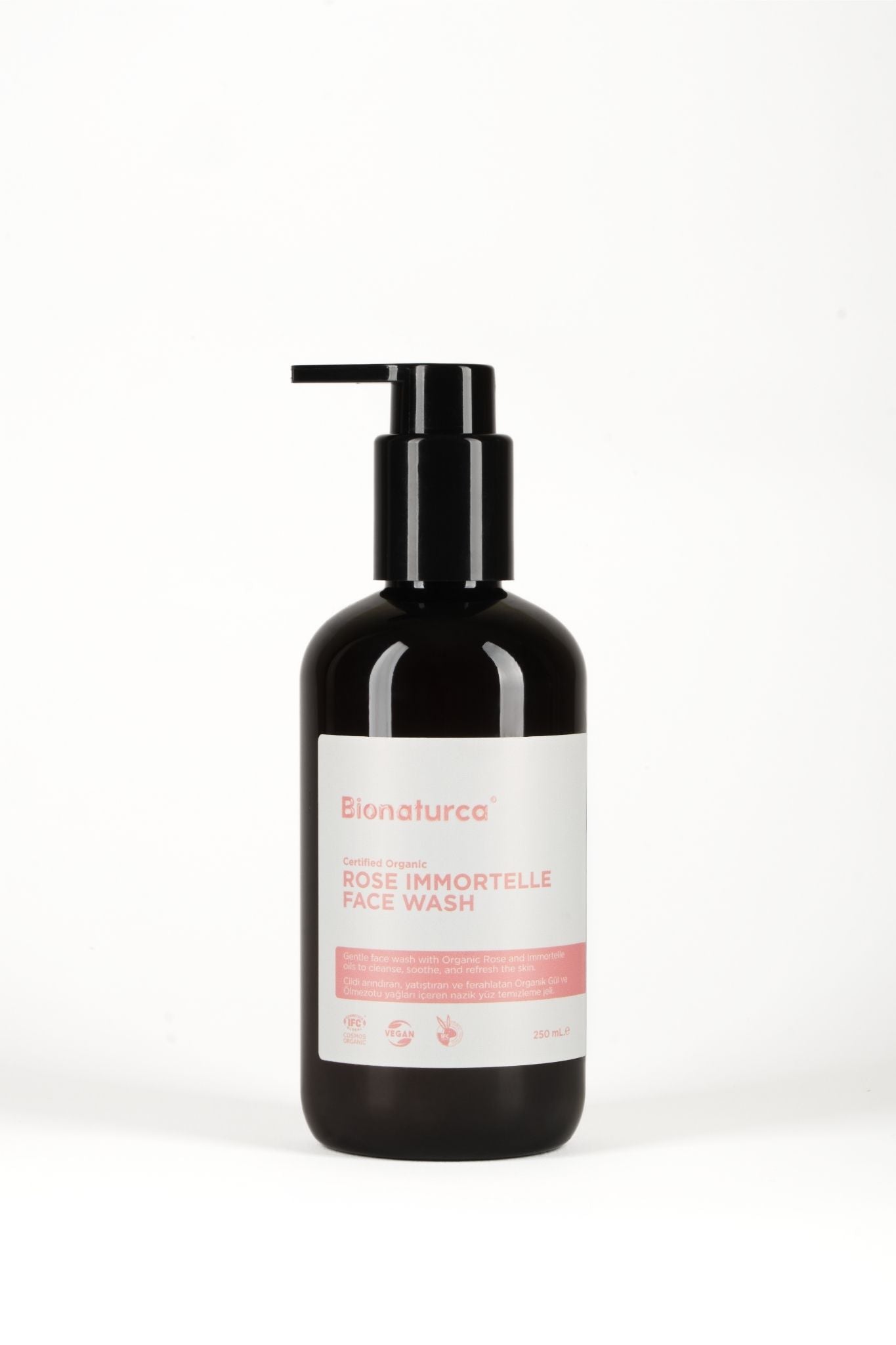 Organik Sertifikalı Gül & Ölmezçiçek Canlandırıcı Yüz Temizleme Jeli 250 ml - Bionaturca